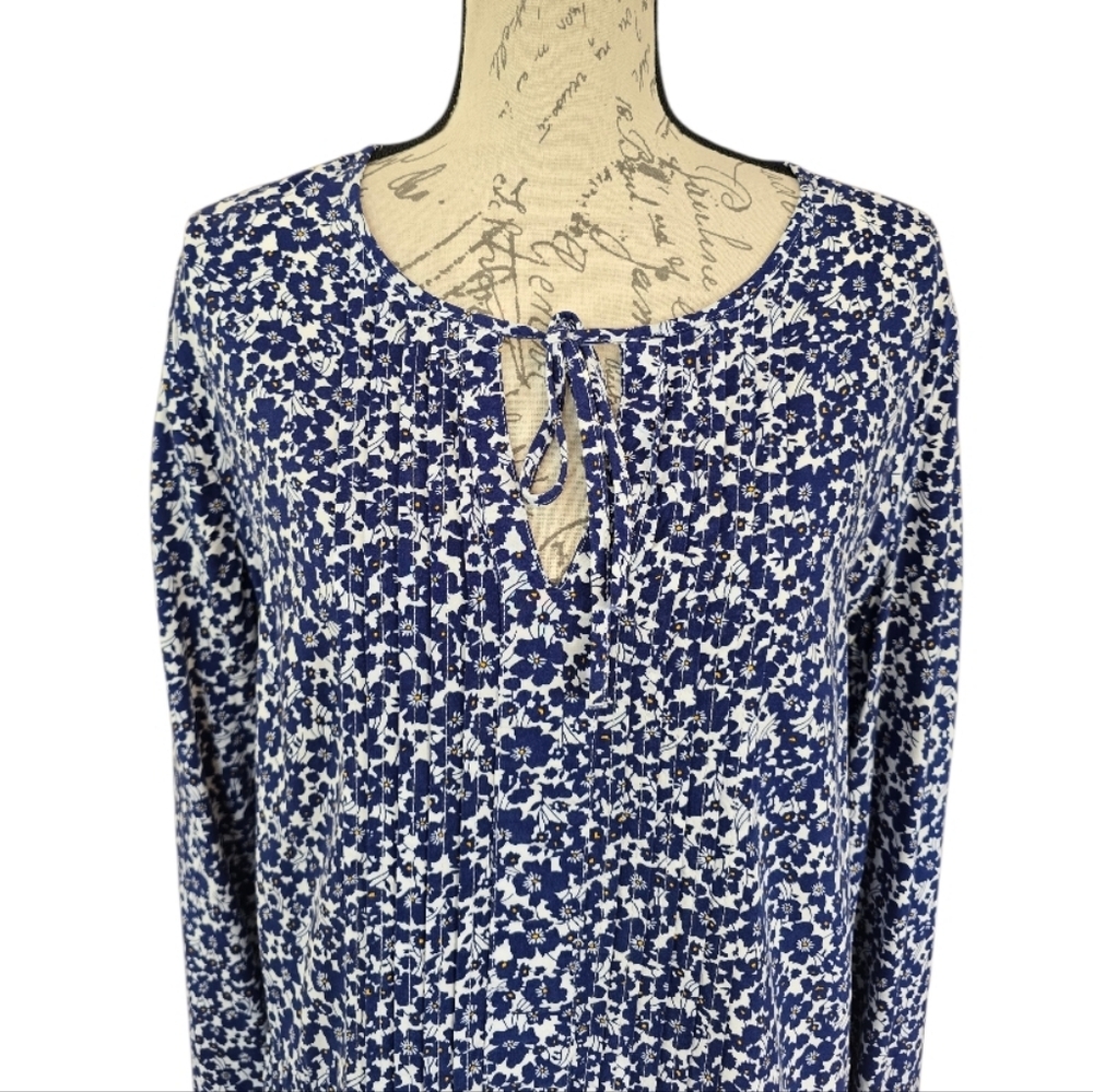 Old Navy Blue White Floral Long Sleeve Dress L - Picture 5 of 8